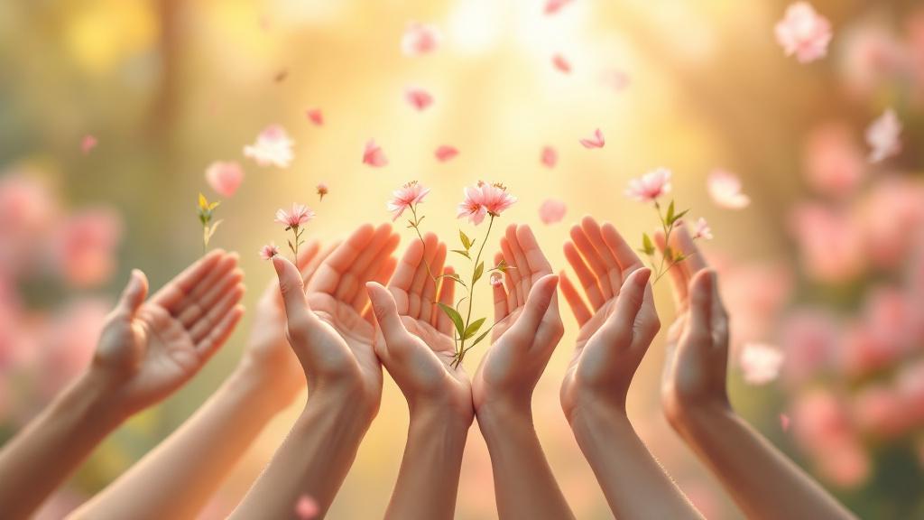 Hands joining in community support