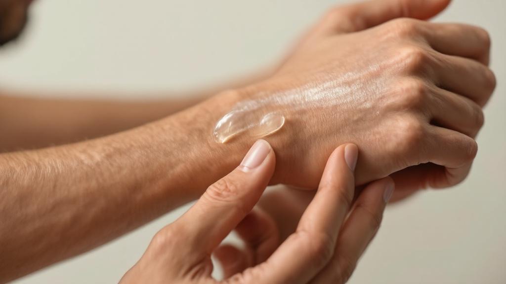 Man applying skincare